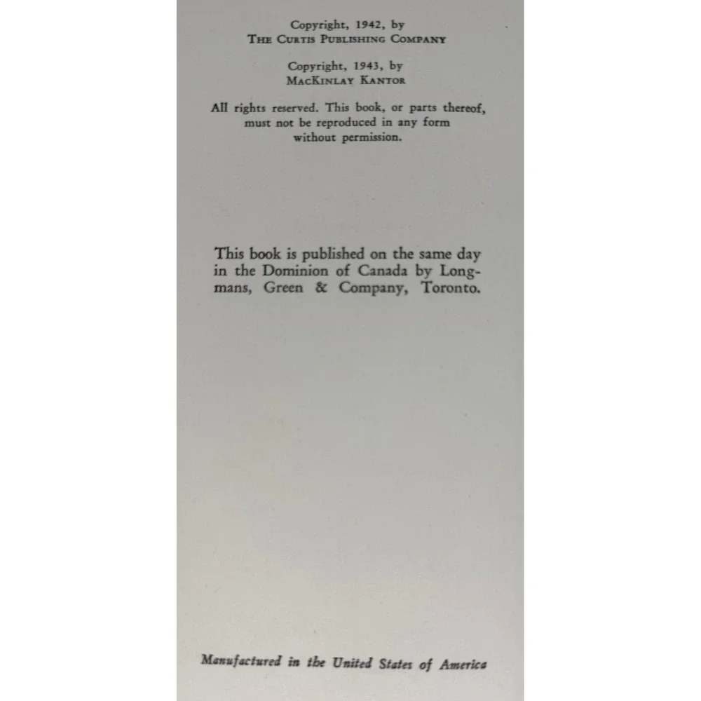 Happy Land A Story MacKinlay Kantor 1943 Hardcover Dust Jacket Coward-McCann